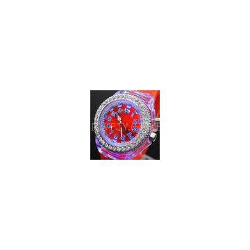 Flashing Light LED Touch Screen Watches , Silicone Diamond Watch