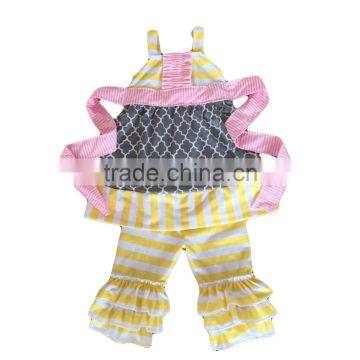 2017 china imports clothing quatrefoil print stripe outfits baby clothes designer kids clothes wholesale