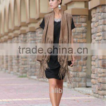 Long vest scarf also can be vest which is made of the pig plush leather have the tassel