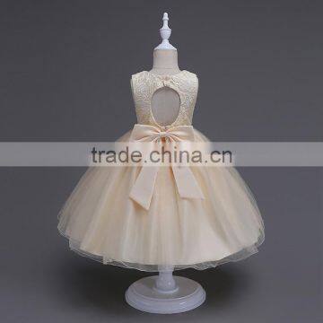 New Modern Fashion Kids Backless Embroidered Bowknot Girl Birthday Party Dresses