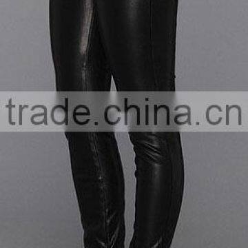 Womens Fashion Stretch Black Leather Legging photo-4