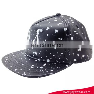 New hot wholesale embroidery snapback leather 5-panel cap and hat custom