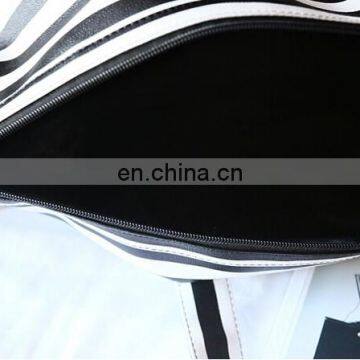 Fashion Lady Woman Black White Striped Travel Bag photo-5
