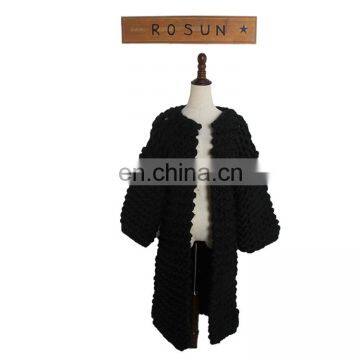 100% wool man-hand chunky knit oversized cardigan sweater