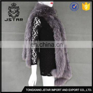 Xcellent Quality Rabbit Raccoon Poncho Pushmina Like Shawl Real Fur Stole photo-5