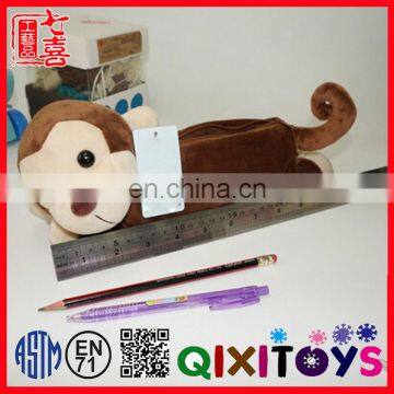 Cute Cartoon Animal Design Monkey Soft Plush Pencil Box Case