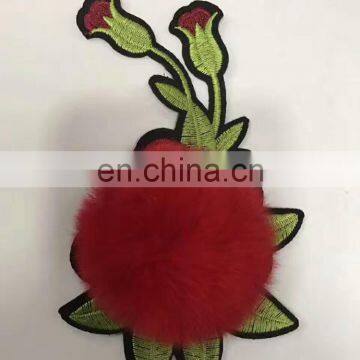 2017 New design popular beautiful embroidery patch with ball