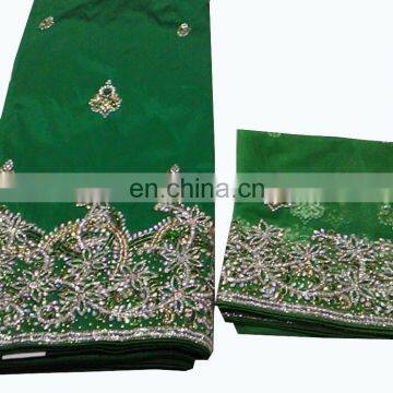 African Green Big Heavy Handwork Stones George Fabric Wrapper With Matching Blouse