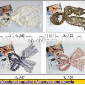 scarf lace, factory directly fashional acrylic scarf 2012-2013(JDR-004)