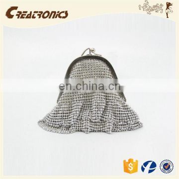 CR Korean designer developed shining diamonds surface skirt design metal frame fancy elegant indian clutch purses wholesale