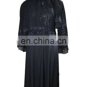 Designer Floral Printed Dubai Burkha With Black Diamond Stone Work / Casual Occasion Wear Abaya (dubai Abaya 2017) photo-5