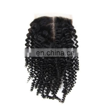 7A grade hair hot best saling product virgin remy hair full cuticle factory price silk base closure kinky curl middle part