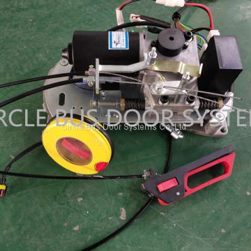 Emergency release and anti-clamping electric folding bus door pump