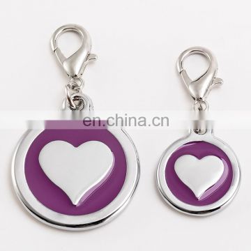 High quality polished electroplating multicolor zinc alloy heart pattern dog id tag