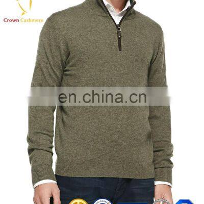 Branded 1/4 Zip up Polo Neck Cashmere Plain Knitted Mens Pullover Sweater