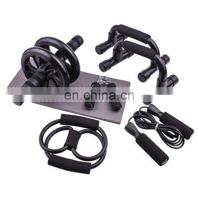 wholesales healthy Abdominal wheel set exercise abdominal roller push up bracket and rope skipping Abdominal wheel set