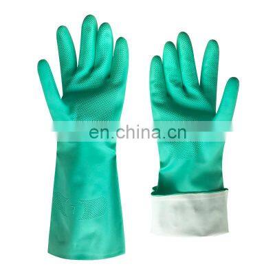 Wholesale high quality durable green flocking lining 18mil 15mil nitrile gloves