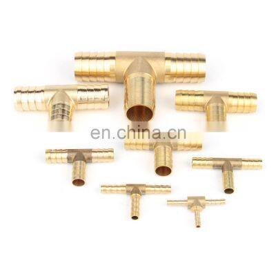 AUSO EP33 Brass Splicer Pipe Fitting T Type Hose Barb 4 6 8 10 14 16 20 25mm Copper Barbed Connector Joint Coupler Adapter