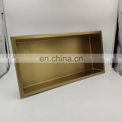 Bathroom Accessories Wall Mounted Recessed Stainless Steel Double Brushed Gold Black Shower Niche Metal Shelves photo-4