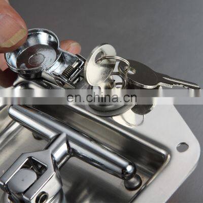 Factory Price MS858 Silver Mirror-Polished 304 Stainless Steel T Bar Vehicle Truck Handle Cabinet Toolbox Panel Paddle Locks photo-4