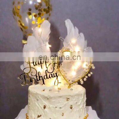 Wholesale Angel Wings Cake Topper Decoration For Birthday Party Wedding Anniversary Valentine's Day Feather Cake Topper