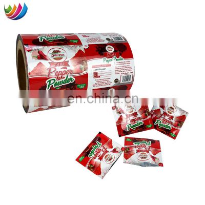 Custom Printed Chili Spice Sauce Sachet 121 Degrees Celsius Aluminium Foil Plastic Film Retort Packaging Roll For Pepper Powder