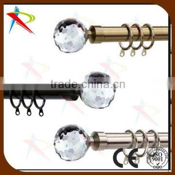 Natural Crystal Finial Extendable Metal Curtain Pole