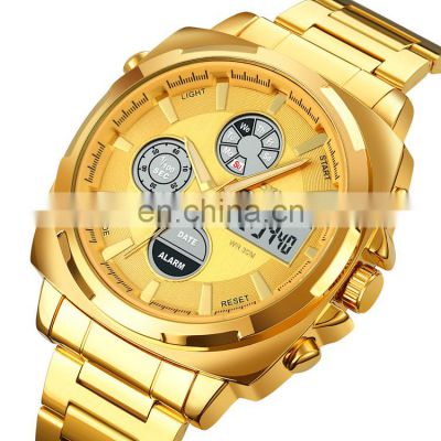 New Arrival Skmei 1673 Luxury Gold Digital Watch Men Wristwatch Stainless Steel Strap Wholesale Price