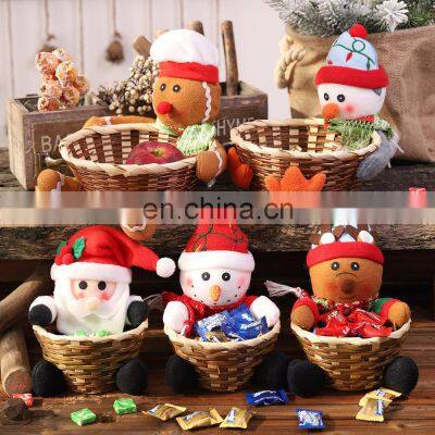Christmas Candy Storage Basket Christmas Decorations Elk Snowman Santa Claus Fruit Basket Food Holder