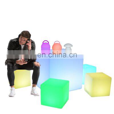 LED Cube 60CM Plastic 2022 New Wholesale Garden Solar Light Decoration Huel Bar and Pub Cube Table LED Cube Chair