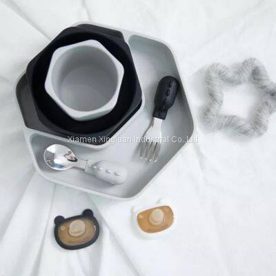 Custom Color Cartoon BPA Free Eco Silicone Baby Dinner Plate Tumble Proof Bowl photo-2