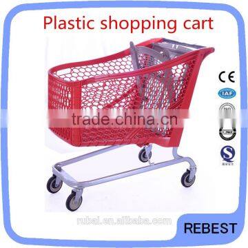 Supermarket plastic shopping cart,shopping trolley