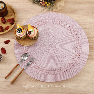 Wholesale 38 cm Popular Pink Colored Round Woven Table Place Mat For Wedding Table Decoration