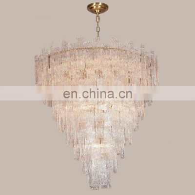 Designer Round Irregular Water Ripple Glass Chandelier Luxury Dining Room Living Room Hotel Hanging Light Indoor Pendant Light