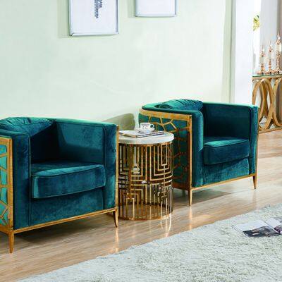 Modern luxury Gold Stainless Steel Dining Room Sofa Wedding Banquet Blue Sofa Elegant Hotel Restaurant Sofa