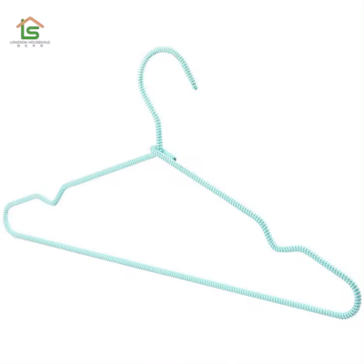 Non Slip Space Saving Fabric Braided Cord Wrapped Metal Wire Hangers With Rope Covered For Clothes photo-2