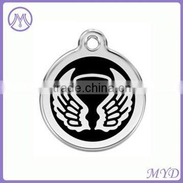 custom high polished angel wing stainless steel pet ID tag