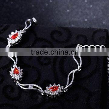 Casual Style Jewelry Fashion Flower Charms Platinum Plated Brass Jewelry Bracelet photo-4