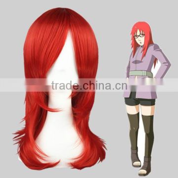 High Quality 55cm Medium Long Curly Fashion Red Synthetic Anime Wig Cosplay Hair Wigs Party Wig