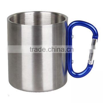 High Quality China Made Insulated Double Wall Stainless Steel Coffee Mug With Carabiner