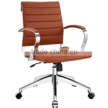 brown leather office chair with wheels