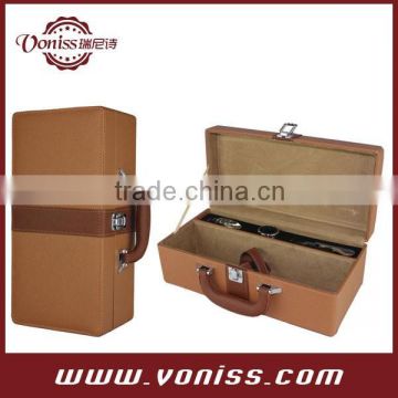 One Bottle Satin-Lined Luxury Wine Case / Box / Holder Made with Faux Leather and Easy Open-Close Clasp