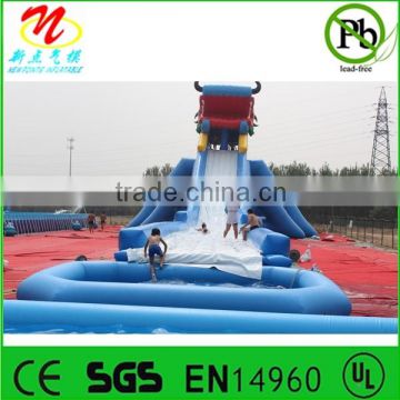 Residential inflatable water slide with inflatable swimming pool for sale