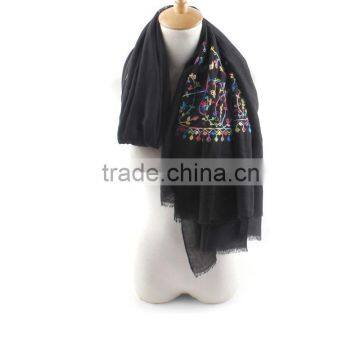 Retro Vintage Long Style Paisley Embroidery Cotton Hijab Ladies' Scarf