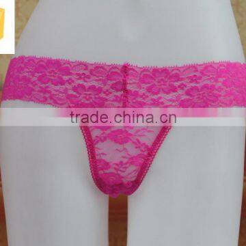 Comfortable Sexy Hot Sell Lace Pink Thongs Underwear Panty
