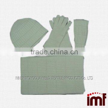 Cashmere knitted winter scarf hat glove set