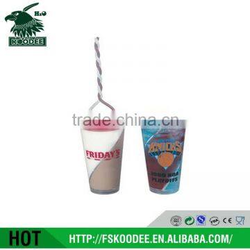 2016 Trendy New Design Bpa Free Plastic Straw Cups with Straw and Lid