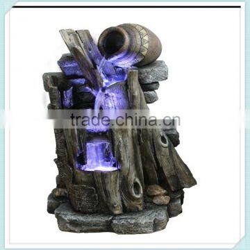 polyresin mini indoor table water fountain craft with light for home decoration