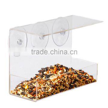 Window Mount Clear Acrylic Bird House Feeder With Suction Cups Quality Choice photo-3