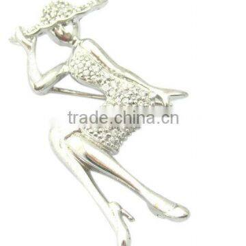 fashion Wholesale Elegant lady silver brooch